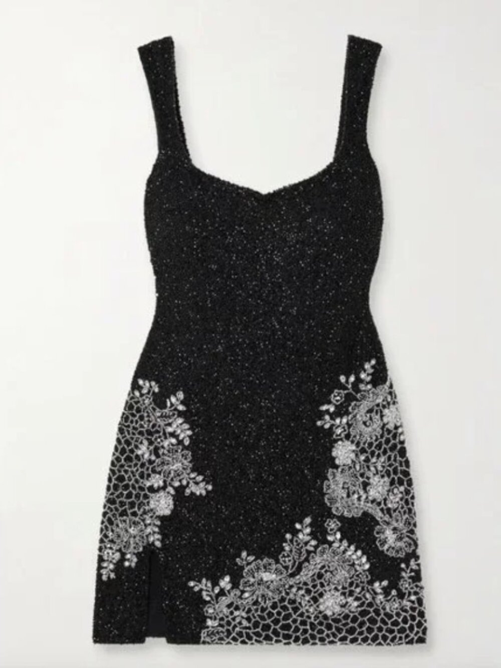 CLIO PEPPIATT Damask Embellished Stretch-Tulle Mini Dress in Silver